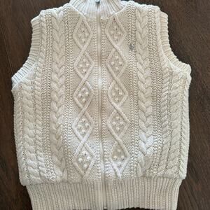 Polo Ralph Lauren Girls Reversible Cable Knit Fleece Vest Sz 7